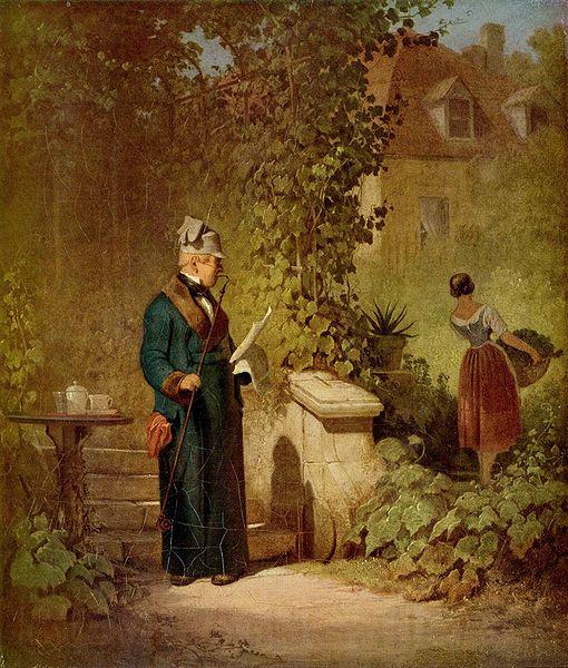 Carl Spitzweg Zeitungsleser im Garten Germany oil painting art